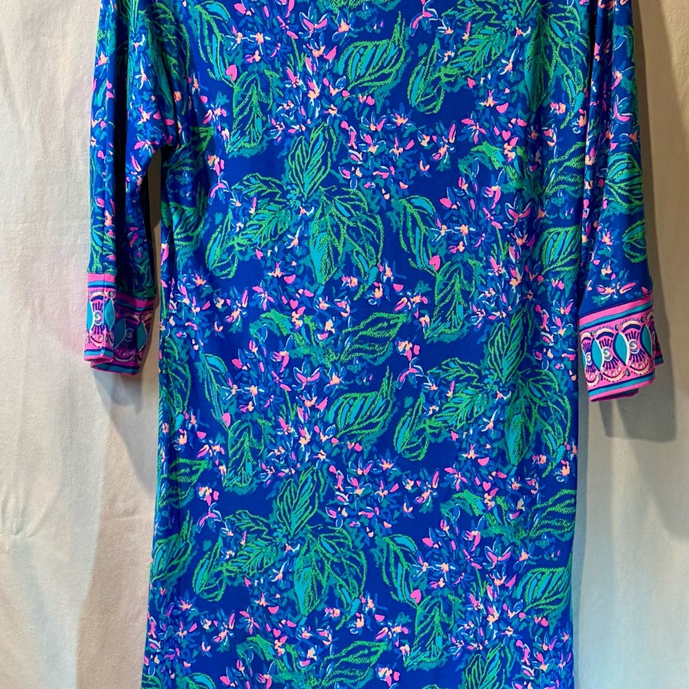 Lilly Pulitzer Blue and Green Leaf Print Dress